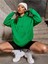 Unisex Yeşil Oversize Kapşonlu Sweatshirt 1