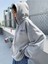 Unisex Gri Back Baskılı Oversize Kapşonlu Sweatshirt 1