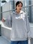 Unisex Gri Back Baskılı Oversize Kapşonlu Sweatshirt 3