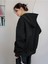 Unisex Siyah Cheerful Baskılı Oversize Kapşonlu Sweatshirt 3