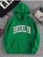 Unisex Yeşil Brooklyn Baskılı Oversize Kapşonlu Sweatshirt 1