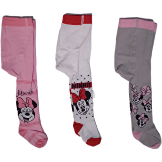 Mınnıe Mouse Disney Lisanslı Kız Bebek Külotlu Çorap Üçlü Set 0444