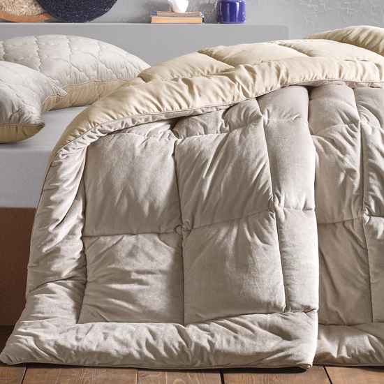 Yataş Bedding Vovin Çift Kişilik Yorgan Velvet 2'li Yastık Kılıfı Bej