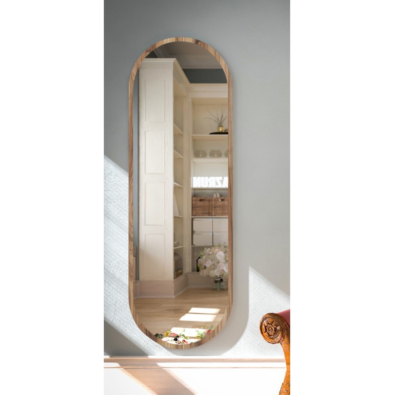Tarz Design Kemence Ceviz Renkli Oval Dekoratif Boy Aynası 50x150 Cm Mdflam-Suntalam Çerçeve ile