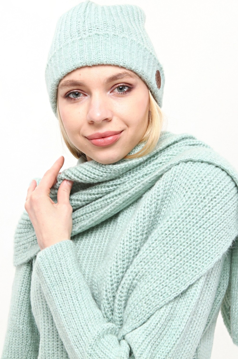 Marilavande Açık Mint Atkı Bere Takımı