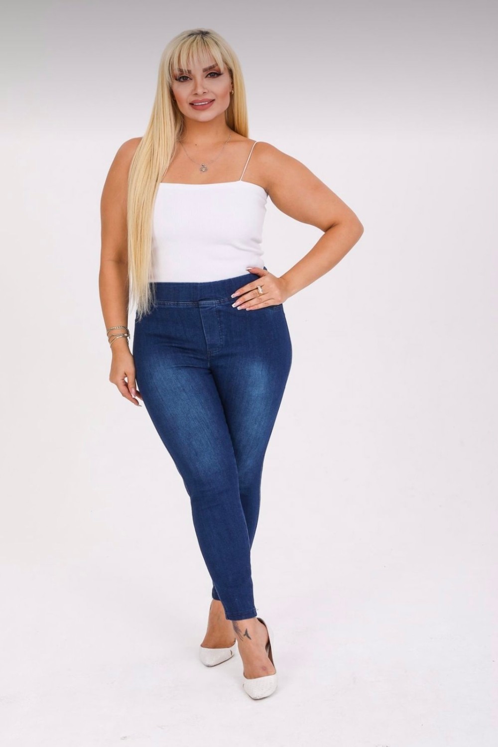 Moda Mark Real Kadın Beli Lastikli Kot Tayt Pantolon / Toparlayıcı /yüksek Bel /büyük-Küçük-Beden