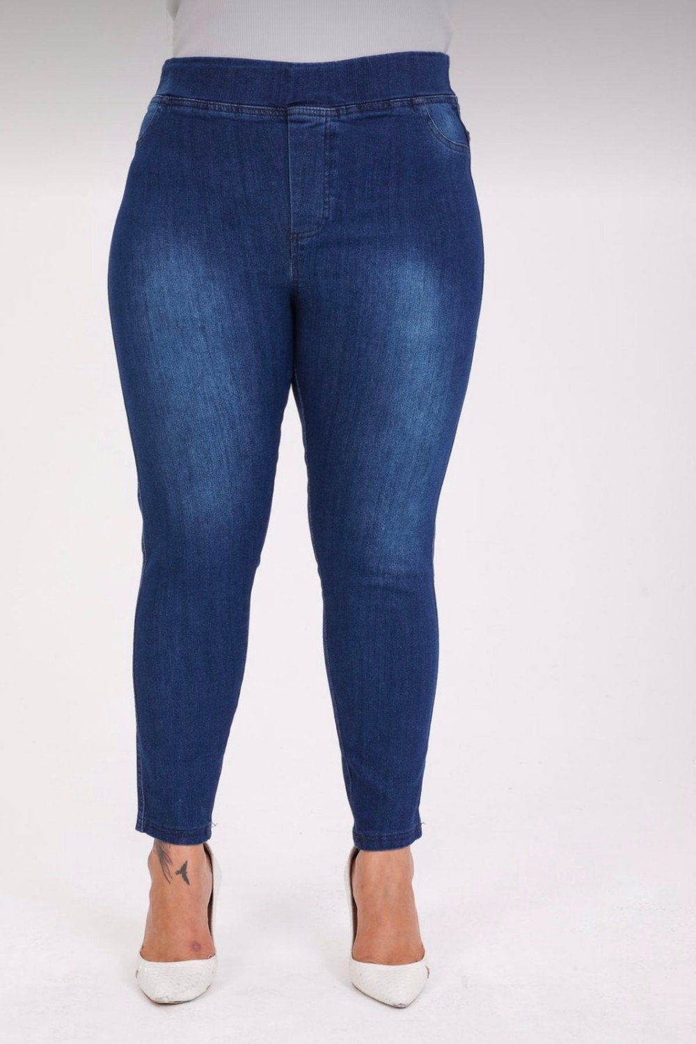 Moda Mark Real Kadın Beli Lastikli Kot Tayt Pantolon / Toparlayıcı /yüksek Bel /büyük-Küçük-Beden görsel 5