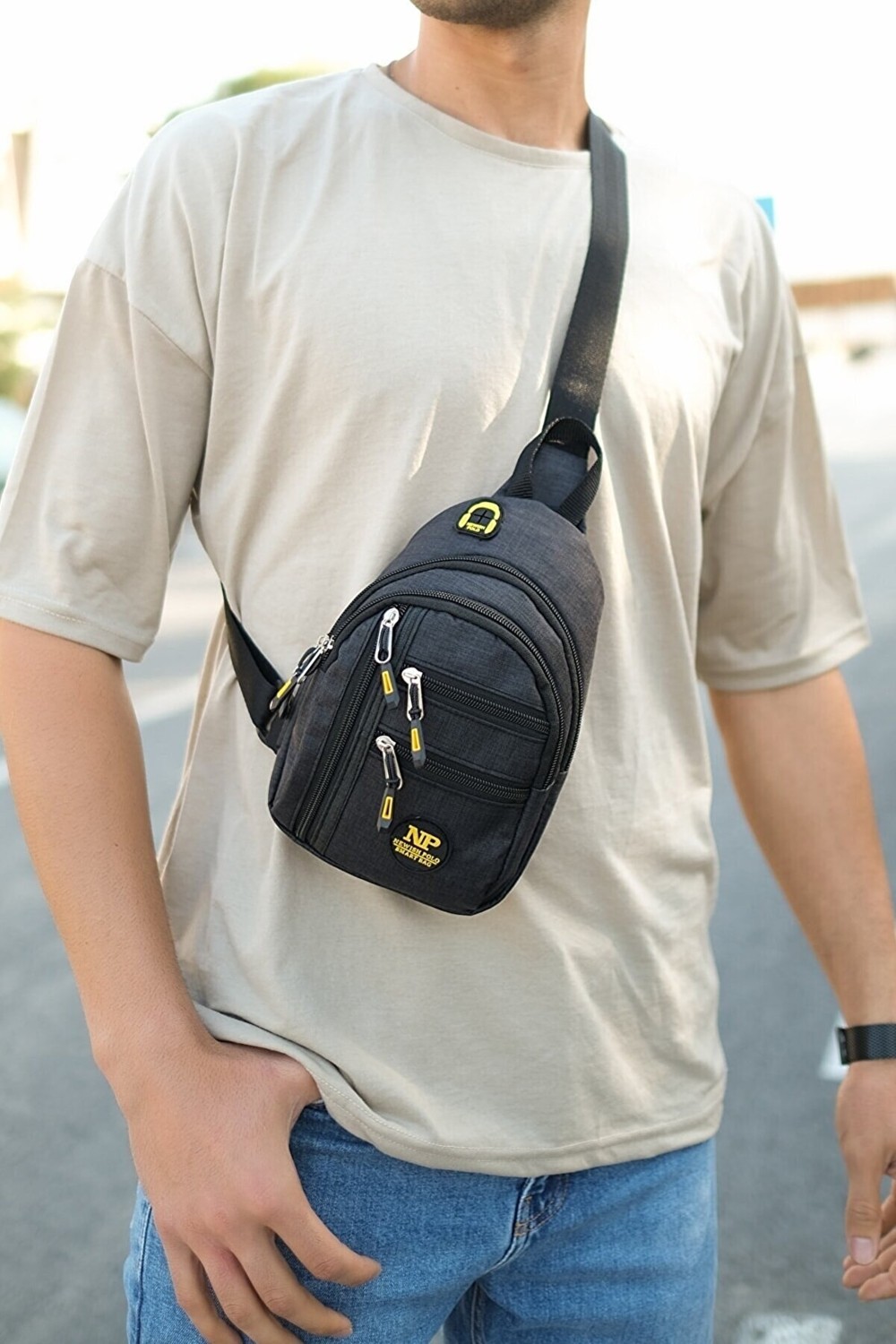 Byhakan Newish Polo 2233 Unisex Kulaklık USB Çıkışlı Çapraz Askılı Çanta Bel Omuz ve Göğüs Çanta Günlük Bodybag görsel 3
