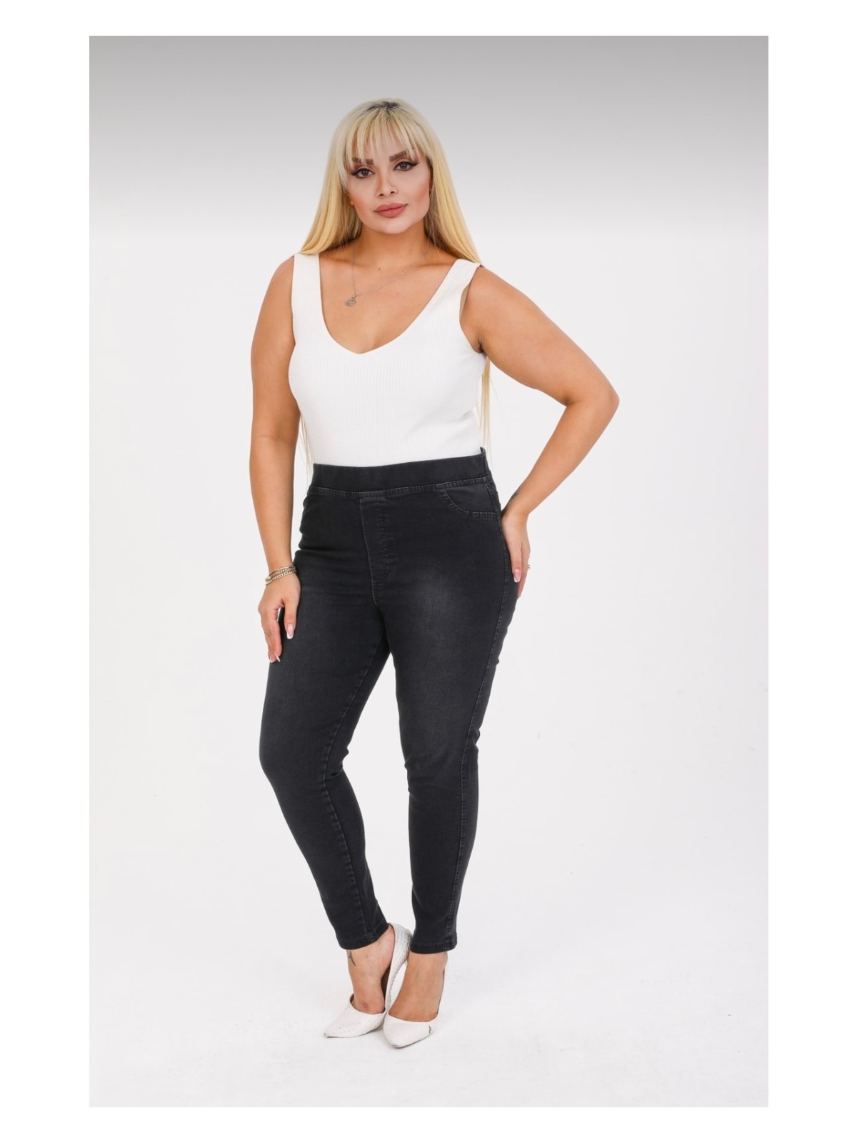 Moda Mark Real Kadın Beli Lastikli Kot Tayt Pantolon / Toparlayıcı /yüksek Bel /büyük-Küçük-Beden