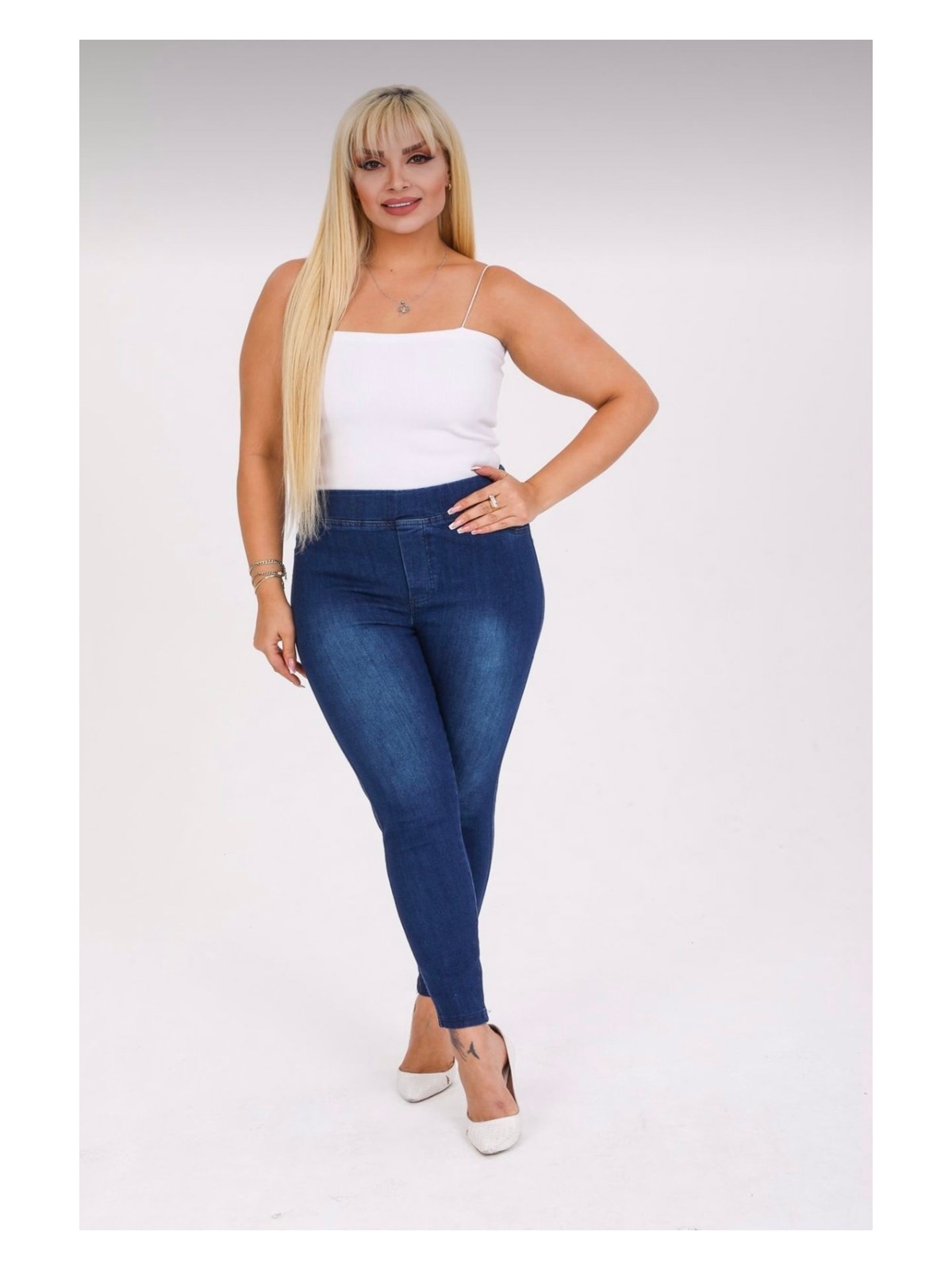 Moda Mark Real Kadın Beli Lastikli Kot Tayt Pantolon / Toparlayıcı /yüksek Bel /büyük-Küçük-Beden - Görsel 3