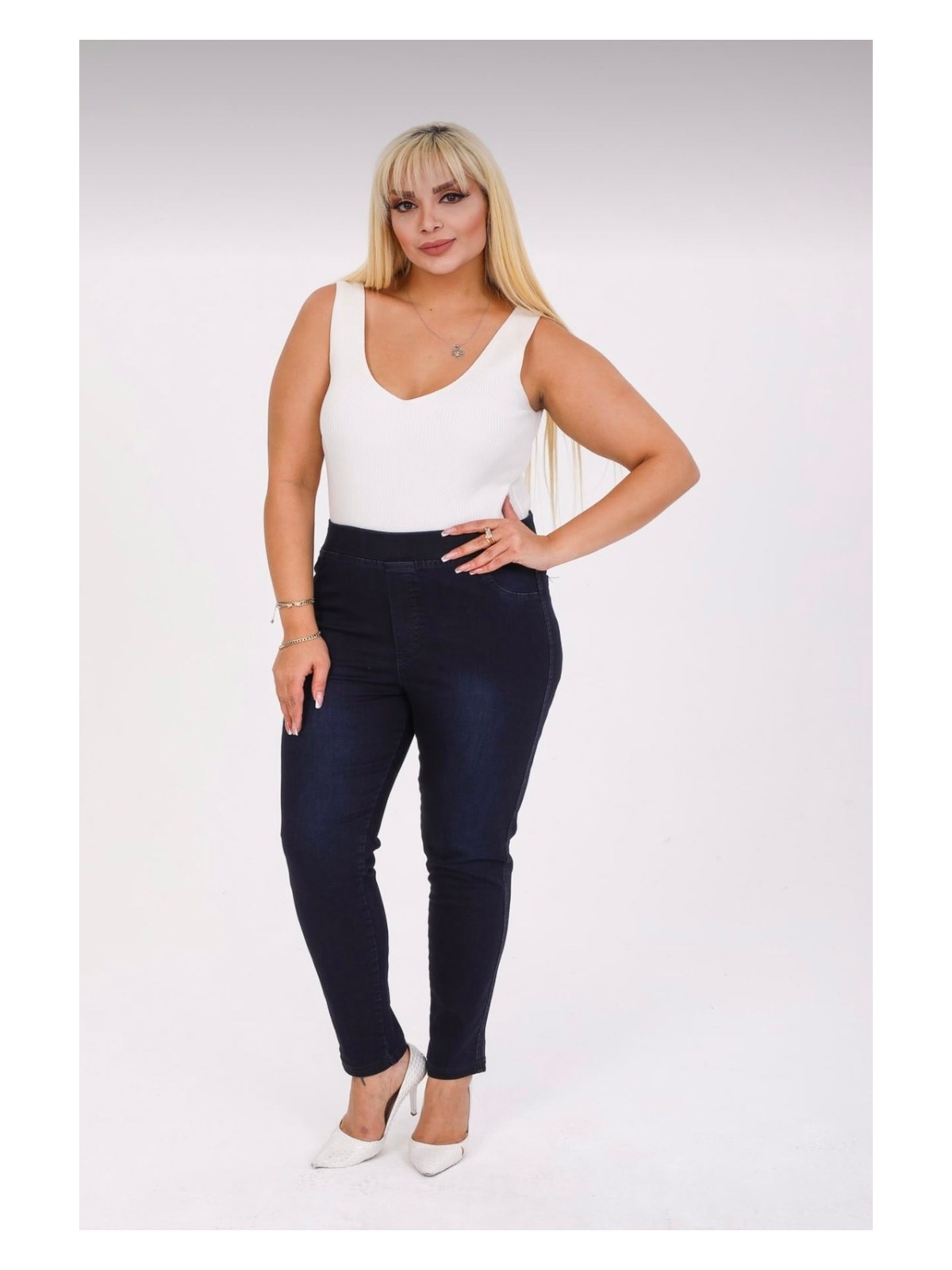 Moda Mark Real Kadın Beli Lastikli Kot Tayt Pantolon / Toparlayıcı /yüksek Bel /büyük-Küçük-Beden - Görsel 5