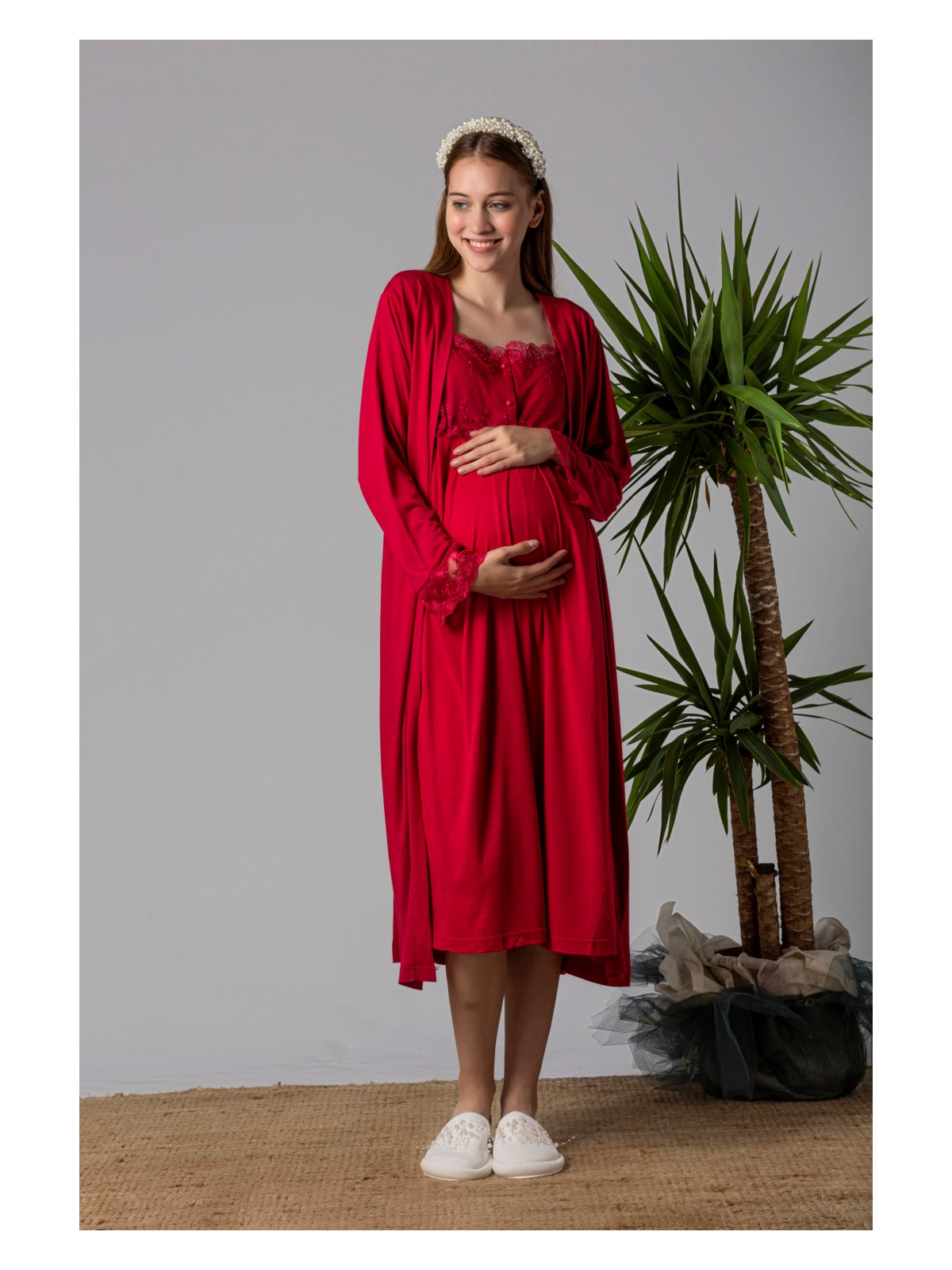 Effortt Sabahlıklı Hamile Lohusa Gecelik Takım - Görsel 3