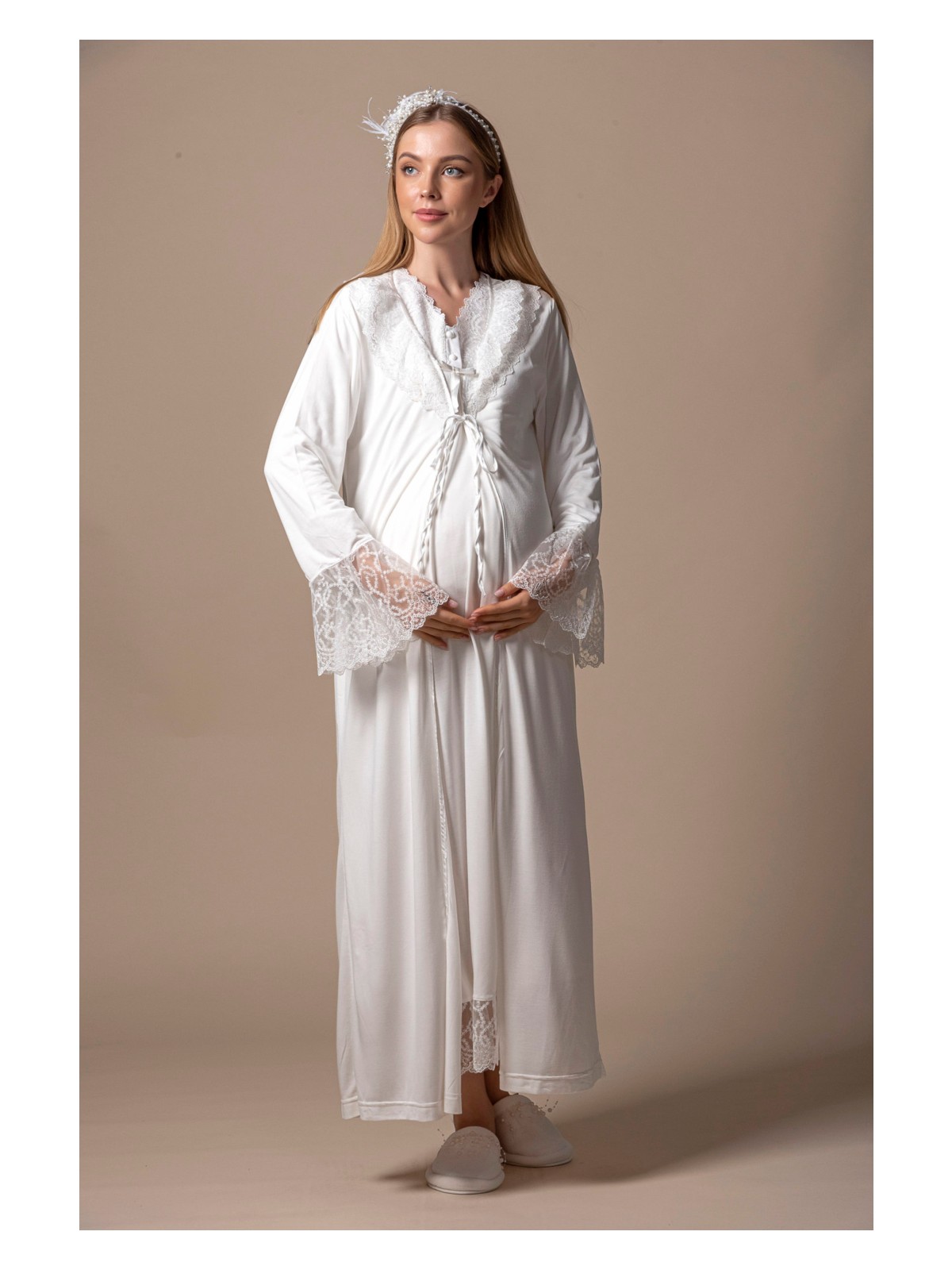 Effortt Sabahlıklı Hamile Lohusa Gecelik Takım