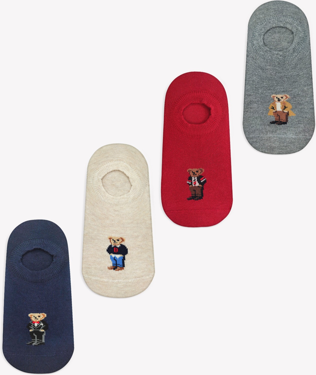 Mono Socks 4'lü Teddy Bear Görünmez Sneaker Çorap görsel 2