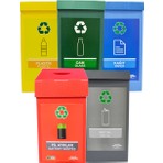 Temel 5’li Geri Dönüşüm Kutusu Seti - Sıfır Atık Kutusu, Plastik, Cam, Kâğıt, Metal, Pil Atık Kutuları