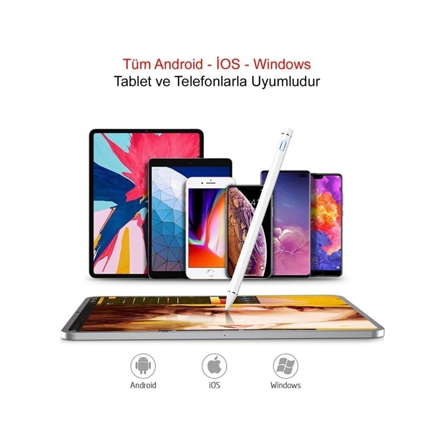 MTK Moveteck Samsung Galaxy Tab A8 X200 Tablet Için Dokunmatik Kalem