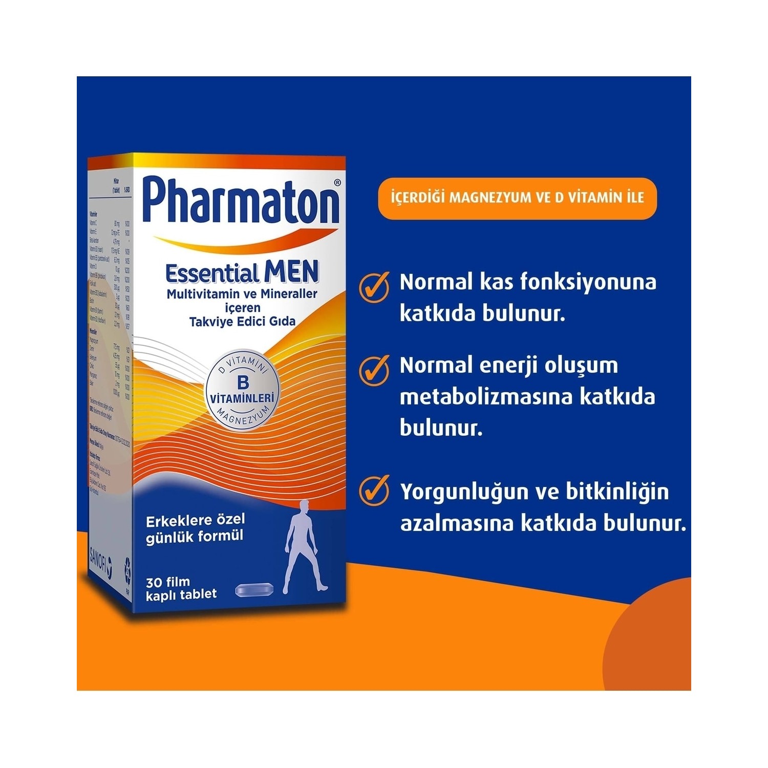 Pharmaton Essential Men 30 Tablet - Magnezyum, Vitamin B, Fiyatı