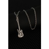 Gucso Gümüş Renk Elektro Gitar Figür Erkek Kolye