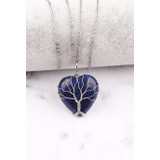 Asya Gems Lapis Lazuli Doğal Taş Tel Sarmalı Kalp Kolye