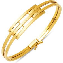 Bilezikci 14 Ayar Altın Kaburgalı Kelepçe Bilezik