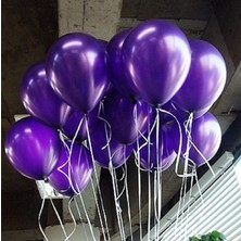 Parti Station 25 Adet Metalik Parlak Sedefli Lateks Balon Helyum Balon Kırmızı Lacivert Mor Pembe Mavi Beyaz Siyah Gümüş Gold Rosegold Sarı Fuşya Turuncu