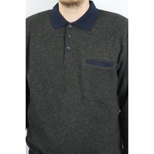 Taniş Giyim Erkek Polo Yaka Cepli Regular Kalıp Selanik Örgü Haki Sweatshirt SLN100
