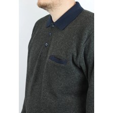 Taniş Giyim Erkek Polo Yaka Cepli Regular Kalıp Selanik Örgü Haki Sweatshirt SLN100