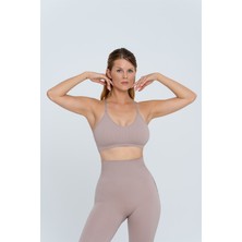 Gymwolves Dikişsiz Spor Sütyeni | Pudra | Seamles Bras | İnce Fitilli Model |