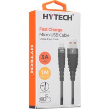 Hytech 3A Micro USB 1m Gri Data + Sarj Kablosu