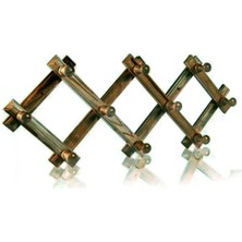 abnturk Koyu Ahşap Renk Katlanabilir Ahşap Duvar Askısı 10 Topuzlu  Akordiyon Nostaljik Duvar Askılığı 20 x 70 cm