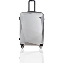 Polo&sky Elmas Model Gri Renk Büyük Boy Valiz Bavul