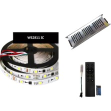 WS2811 Uzaktan Kumandalı Set Beyaz Akan Pixel Şerit LED 12 Volt 10M