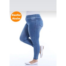 Moda Mark Real Kadın Beli Lastikli Kot Tayt Pantolon / Toparlayıcı /yüksek Bel /büyük-Küçük-Beden