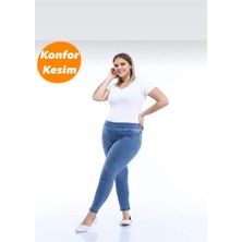 Moda Mark Real Kadın Beli Lastikli Kot Tayt Pantolon / Toparlayıcı /yüksek Bel /büyük-Küçük-Beden