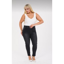 Moda Mark Real Kadın Beli Lastikli Kot Tayt Pantolon / Toparlayıcı /yüksek Bel /büyük-Küçük-Beden
