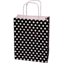 Tinky Winky Kağıt Çanta Siyah Beyaz Puantiyeli 18X8X24 cm /hediye Poşeti 5'li