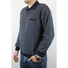 Taniş Giyim Erkek Polo Yaka Cepli Regular Kalıp Selanik Örgü Koyu Lacivert Sweatshirt SLN100