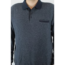 Taniş Giyim Erkek Polo Yaka Cepli Regular Kalıp Selanik Örgü Koyu Lacivert Sweatshirt SLN100