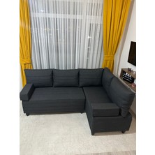 Modern Style Home Style Home Modern Köşe Takımı Antrasit 120 cm Genişlik 65 cm Derinlik Yumuşak Keten Kumaş