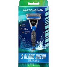 Watsons Nemlendirici Şeritli 5 Bıçaklı Erkek Tıraş Bıçağı 1 Adet ve Yedek Tıraş Bıçağı 2 Adet Set