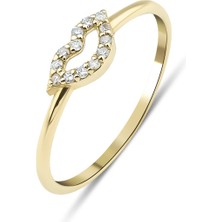 Kairos Jewelry 14 Ayar Altın Dudak Figürlü Taşlı Yüzük KRS006-14GRZ