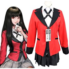 Anime Kakegurui Jabami Yumeko Cosplay Kostüm Japon Kırmızı Tam Set Okul Üniforması Cadılar Bayramı Karnaval Jk Etek Üniforma