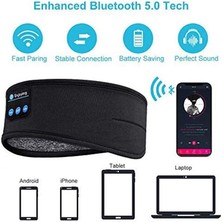 Senzhe Kablosuz Bluetooth Kulaklıklar Spor Kafa Bandı Ince Yumuşak Elastik Rahat Kablosuz Müzik Kulaklığı Uyku Maskesi Uyuyan Gözler İçin (Yurt Dışından)