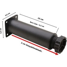 Eym Metal 15 cm Özel Mat Siyah Boyalı Ayarlı Mobilya Koltuk Ayağı