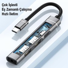 Polhammobile Polham 4in1 Type C Çoğaltıcı Çevirici Hub, 2x Usb, 1x Type C ve 1x 3.5mm Girişli Adaptör