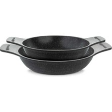 Mervisss Home Thermoad 2'Li Güveç Sahan Seti Granit Döküm Tava Seti 20cm 22cm