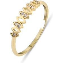 Kairos Jewelry 14 Ayar Altın Minimal Markiz Motif Yüzük KRS074-14GRZ