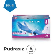 Haspet Mavi Nitril Pudrasız Eldiven - S