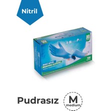 Haspet Mavi Nitril Pudrasız Eldiven - M