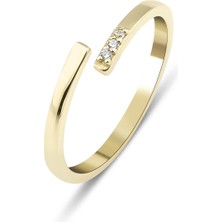 Kairos Jewelry 14 Ayar Altın Mini Taşlı Sargı Açık Yüzük KRS0063-14GRZ